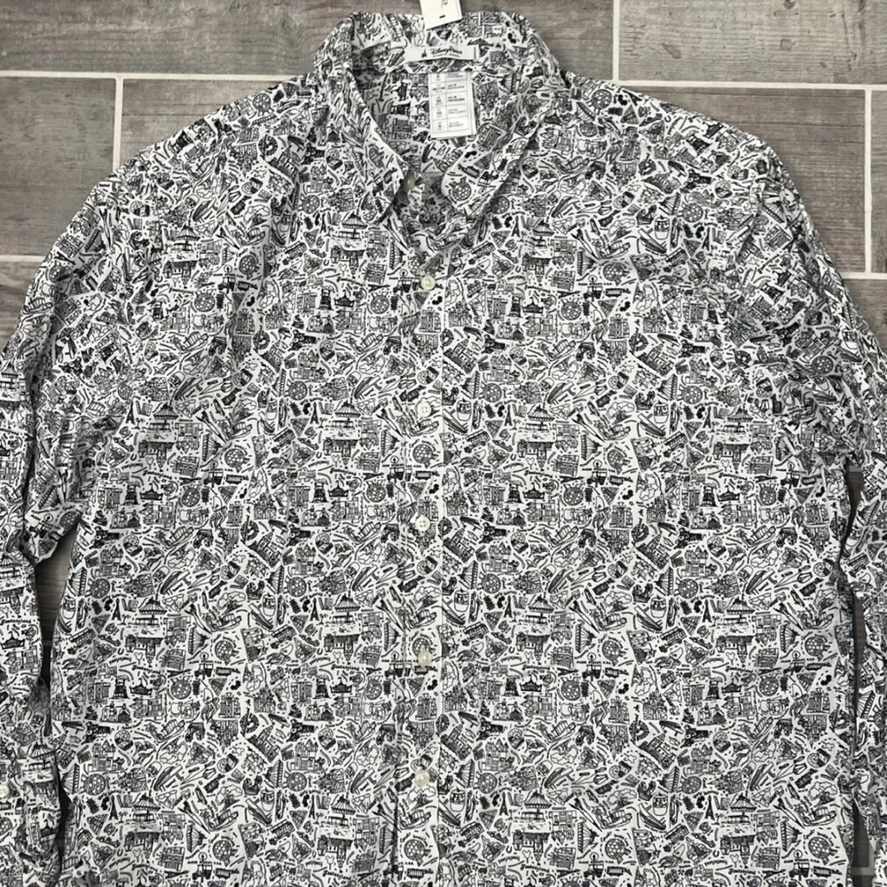 Men's Black and White Patterned Disney Shirt - Picture 2 of 6